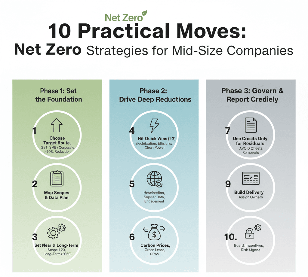 10 Practical Moves: Net Zero Strategies for Mid-Size Companies
